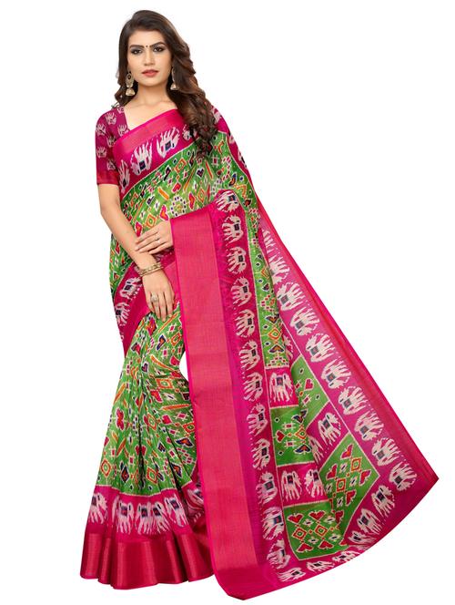 zari bordered printed saree with blouse - 18678783 - Very Small Image - 1