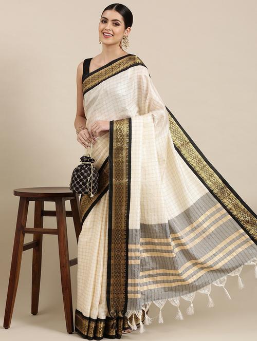 self design woven saree with blouse - 18678790 - Very Small Image - 1