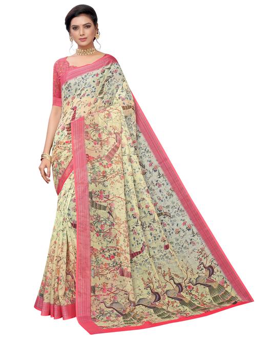 floral printed saree - 18678868 - Very Small Image - 1