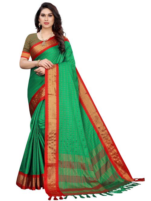 zari bordered checkered designed saree - 18678891 - Very Small Image - 1