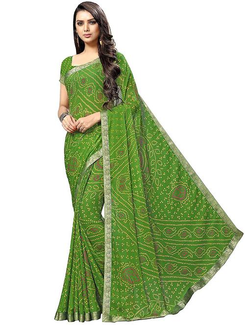 zari bordered printed saree with blouse - 18678912 - Very Small Image - 1
