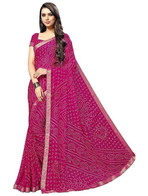 zari bordered bandhani designed saree with blouse - 18678934 - Very Small Image - 1