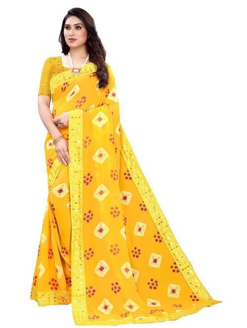 lace detailed printed saree - 18679014 - Very Small Image - 1