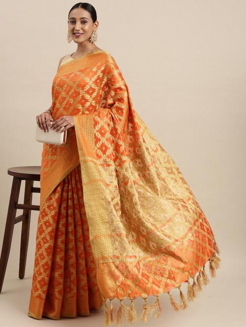 printed self design banarasi saree - 18679022 - Very Small Image - 1