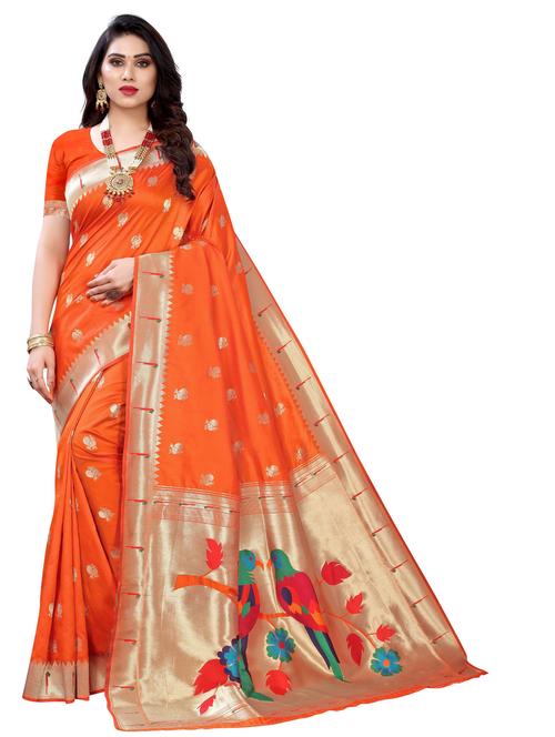 zari bordered printed saree - 18679061 - Very Small Image - 1