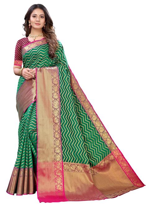 zari bordered woven saree - 18679062 - Very Small Image - 1