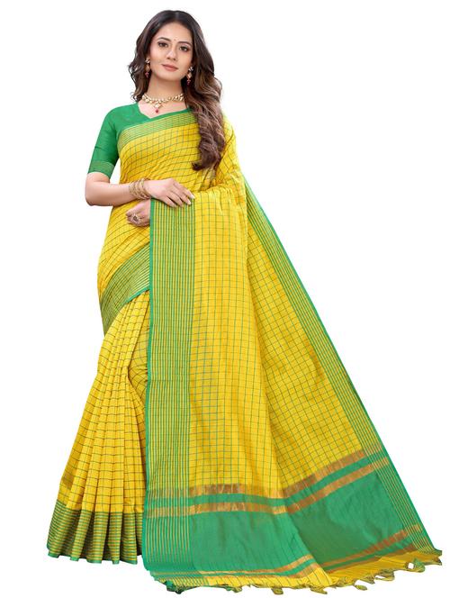 zari bordered checkered designed saree with blouse - 18679064 - Very Small Image - 1