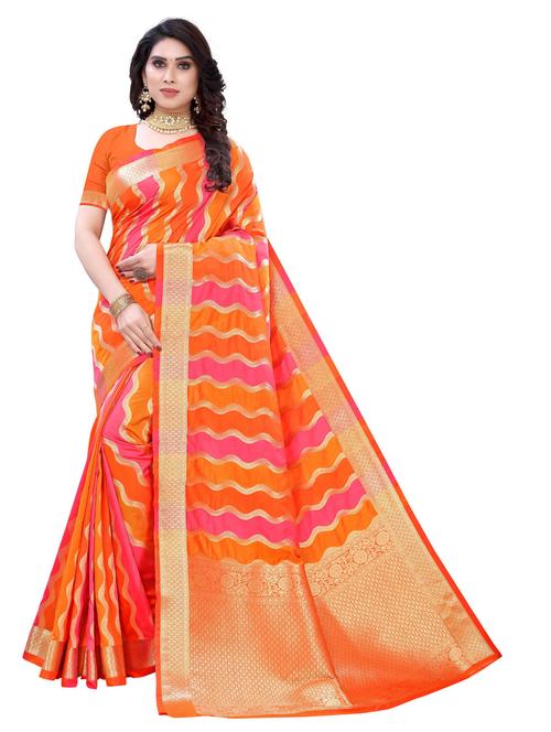 zari bordered printed saree - 18679071 - Very Small Image - 1
