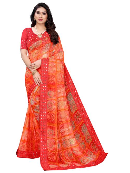 sequined bordered printed fancy saree with blouse - 18679078 - Very Small Image - 1