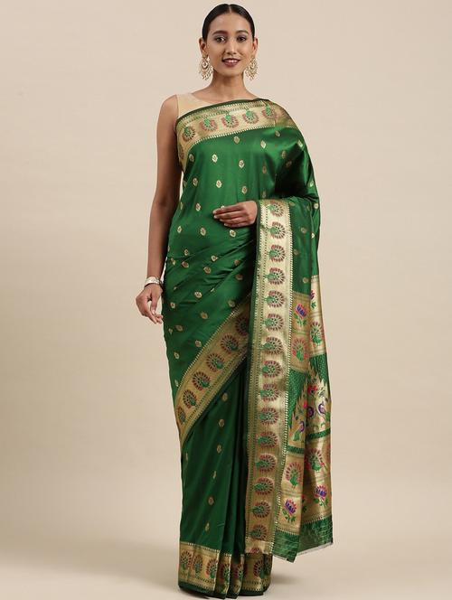 printed paithani self design saree with blouse - 18679119 - Very Small Image - 1