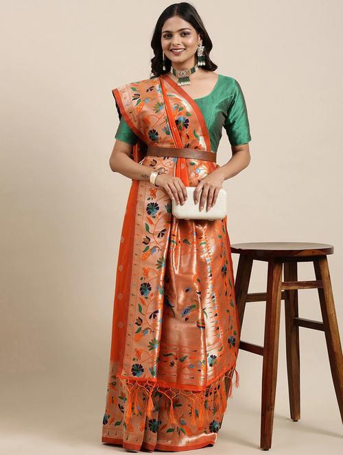 printed self design silk saree - 18679182 - Very Small Image - 1