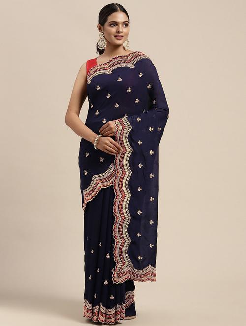 zari work self design saree - 18679207 - Very Small Image - 1