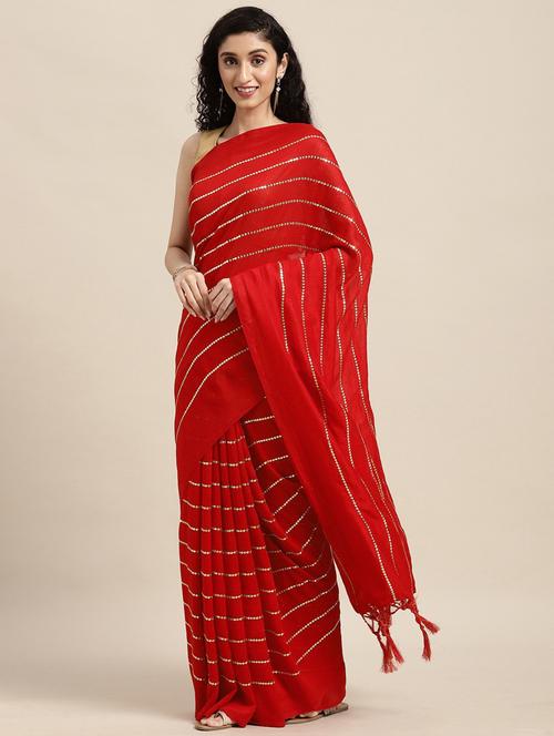 lace detailed self design saree with blouse - 18679224 - Very Small Image - 1