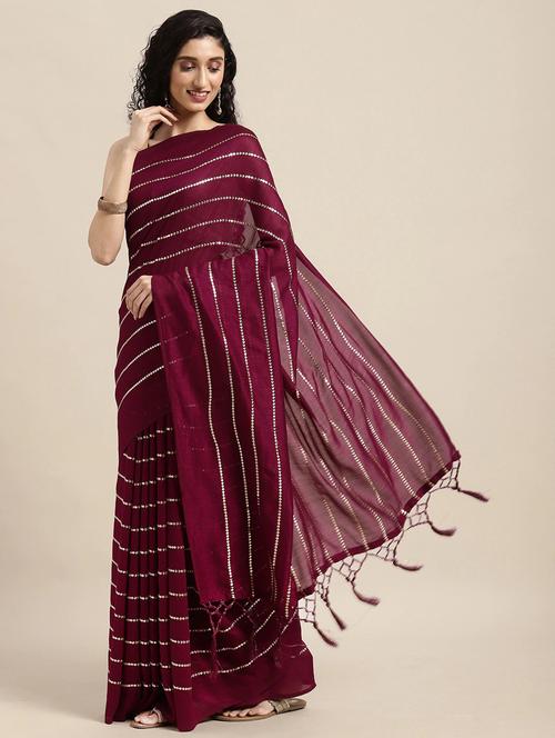 lace detailed self design saree with blouse - 18679225 - Very Small Image - 1