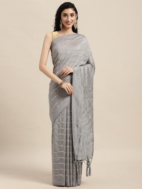 self design sequin saree - 18679226 - Very Small Image - 1