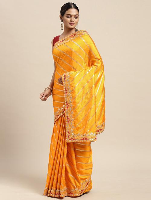 yellow coloured gota patti saree se - 18679283 - Very Small Image - 1