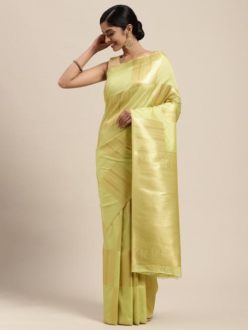 yellow coloured banarasi saree - 18679295 - Very Small Image - 1