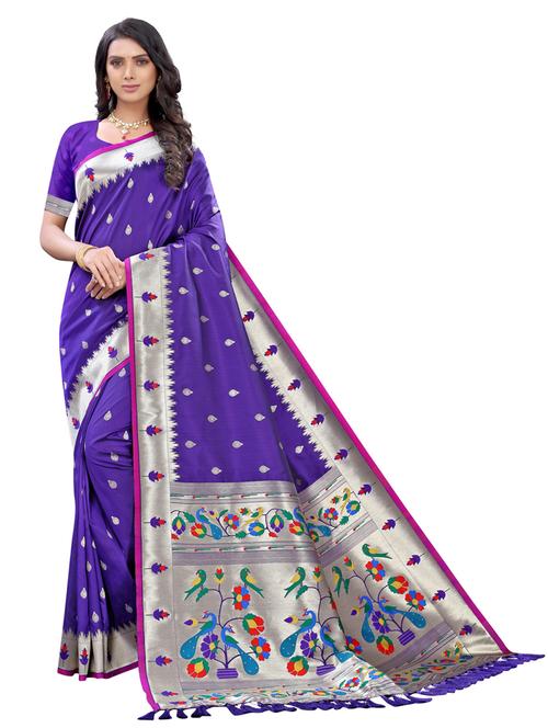 purple coloured paithani saree - 18679302 - Very Small Image - 1