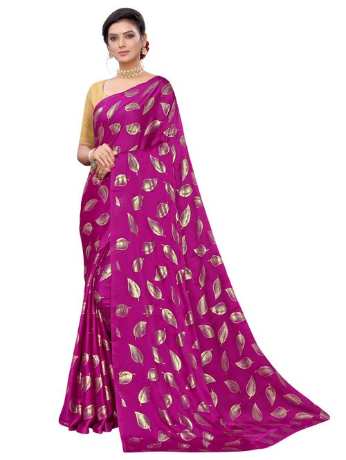 purple coloured printed saree with blouse - 18679306 - Very Small Image - 1