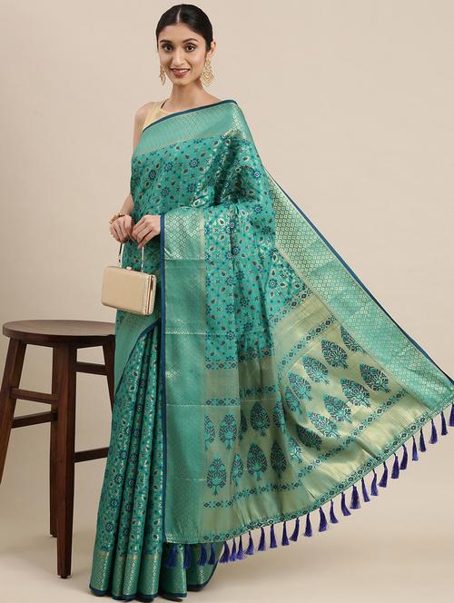 light blue coloured jaquard saree - 18679321 - Very Small Image - 1