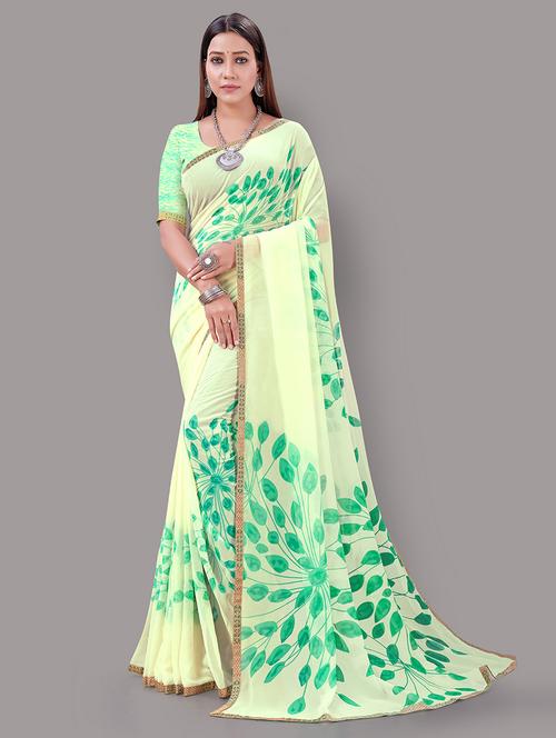 printed self design saree with blouse - 18679589 - Very Small Image - 1