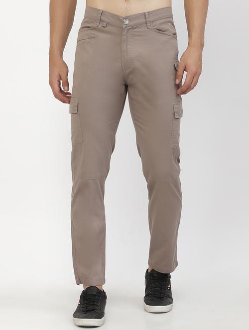 beige solid casual cargo trouser - 18679754 - Very Small Image - 1