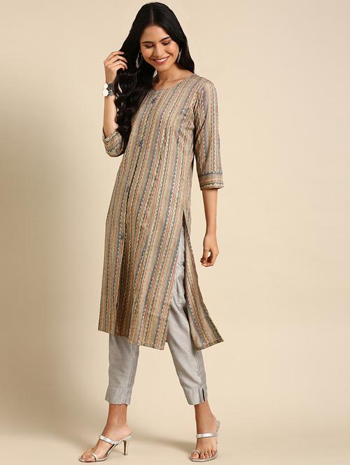 women's straight kurta - 18683070 - Very Small Image - 1