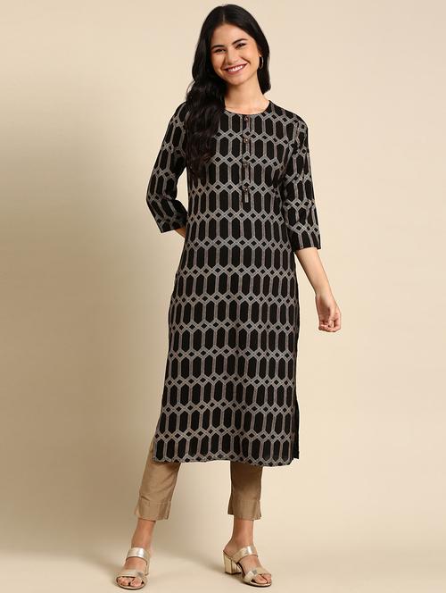 women's straight kurta - 18683095 - Very Small Image - 1