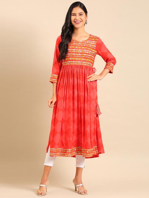 women's straight kurta - 18683096 - Very Small Image - 1
