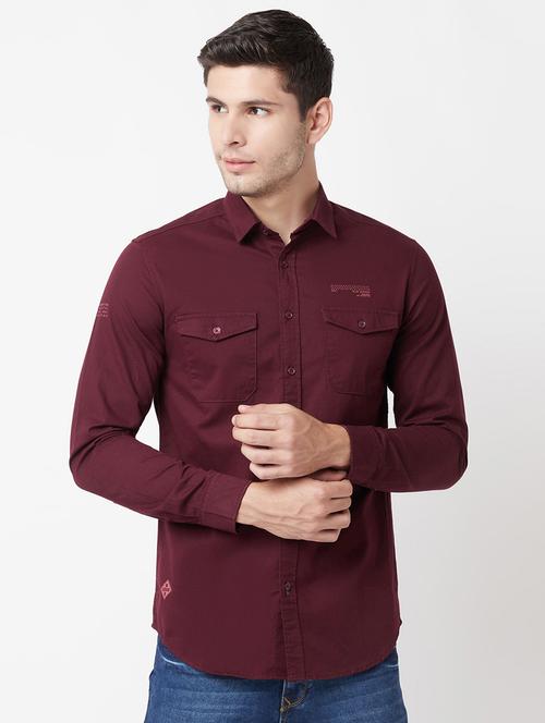 red solid casual shirt - 18684276 - Very Small Image - 1
