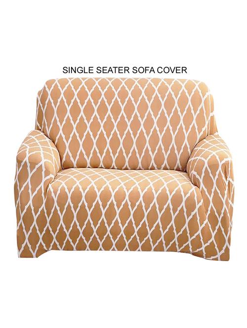polyester spandex printed sofa cover -beige diamond-single seater - 18684602 - Very Small Image - 1