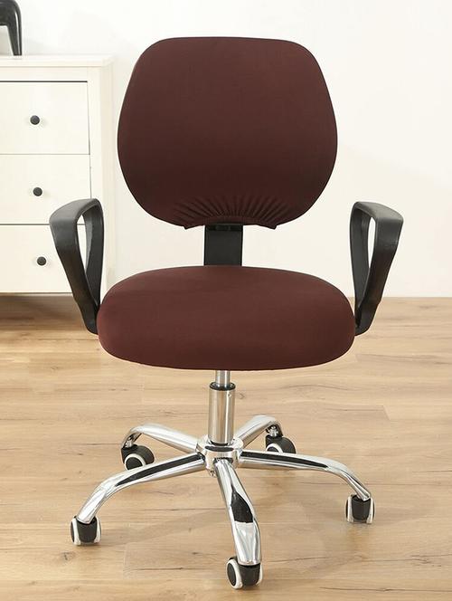 polyester snapdex office chair cover, washable chair slipcover (brown, 1) - 18684624 - Very Small Image - 1