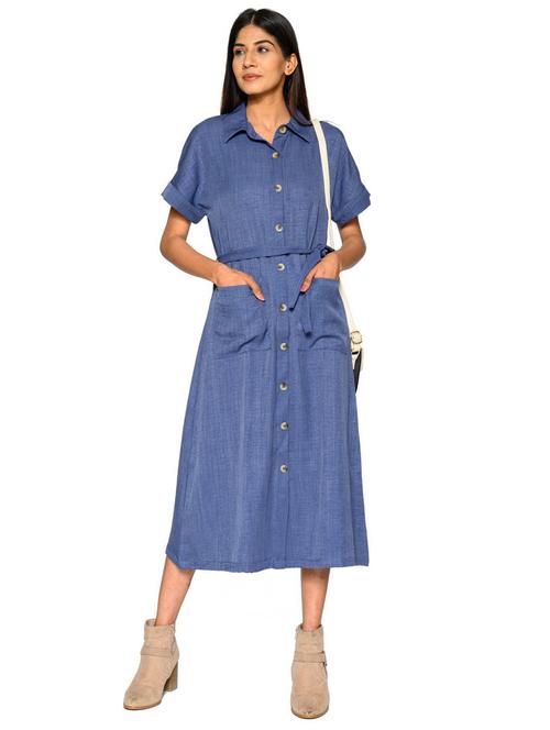 blue denim aline dress - 18685161 - Very Small Image - 1