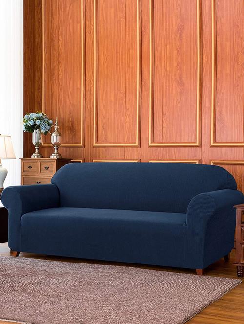 universal sofa cover big elasticity cover for couch flexible stretch checks spandex jacquard fabric sofa slipcover (dark blue) - 18685598 - Very Small Image - 1