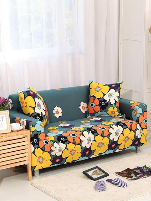 universal sofa cover big elasticity cover for couch flexible stretch sofa slipcover (midnight green lawn) - 18685603 - Very Small Image - 1