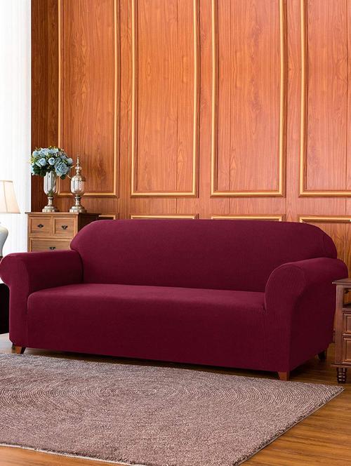 universal sofa cover big elasticity cover for couch flexible stretch checks spandex jacquard fabric sofa slipcover (wine) - 18685607 - Very Small Image - 1