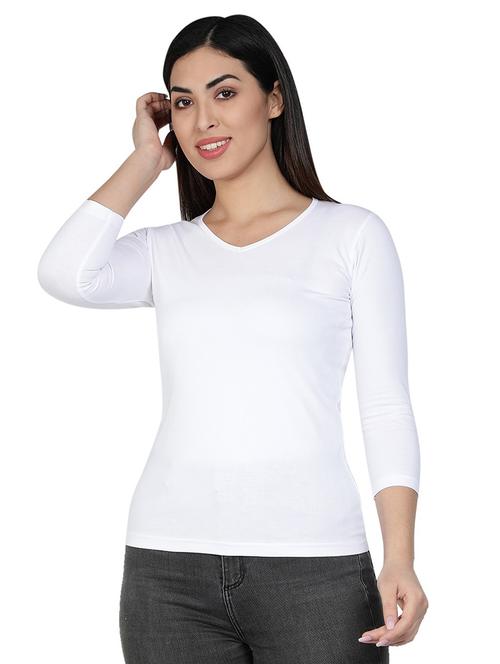 v neck solid tee - 18686547 - Very Small Image - 1