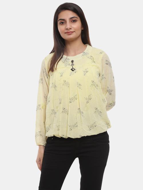 yellow printed regular top - 18686796 - Very Small Image - 1