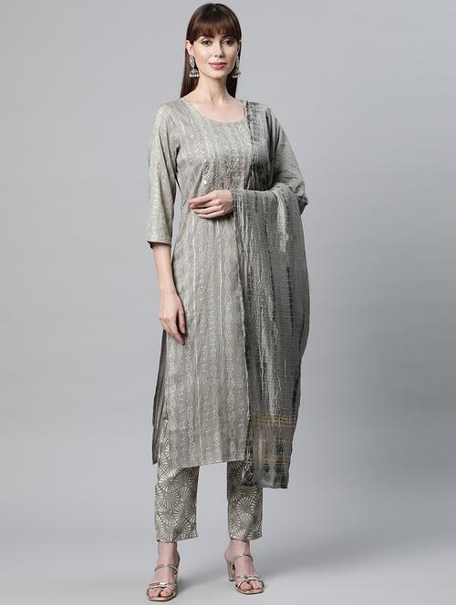 printed kurta pant set with dupatta - 18686899 - Very Small Image - 1
