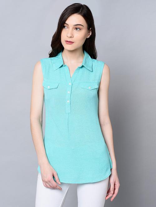 blue linen regular top - 18688067 - Very Small Image - 1
