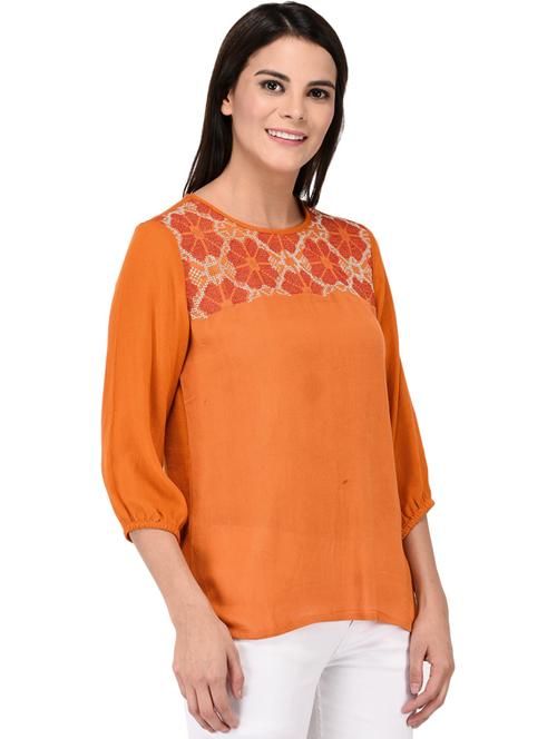 orange cotton blend regular top - 18688084 - Very Small Image - 1