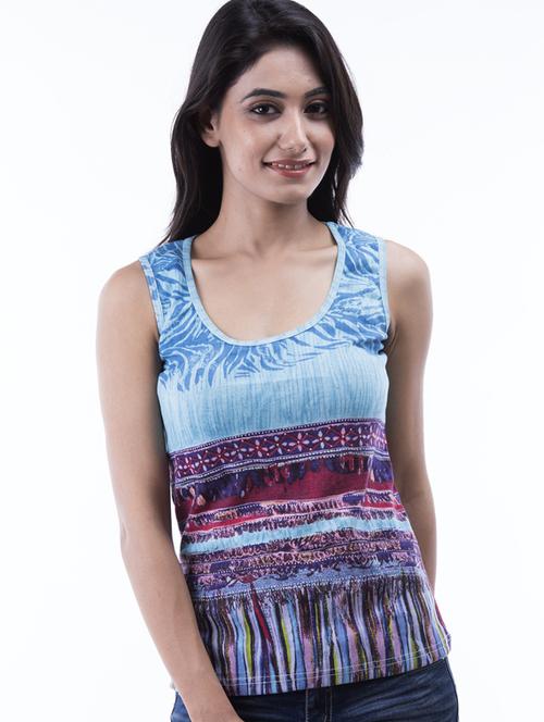 multi colored cotton blend regular top - 18688221 - Very Small Image - 1