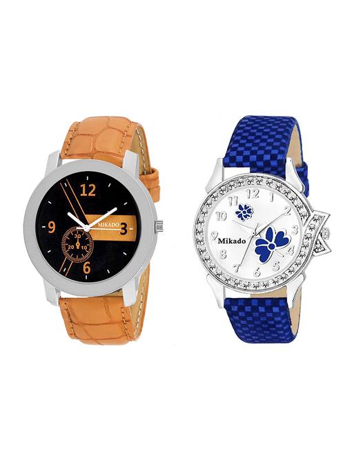 unique design couple analog watches combo for women and men - 18688934 - Very Small Image - 1