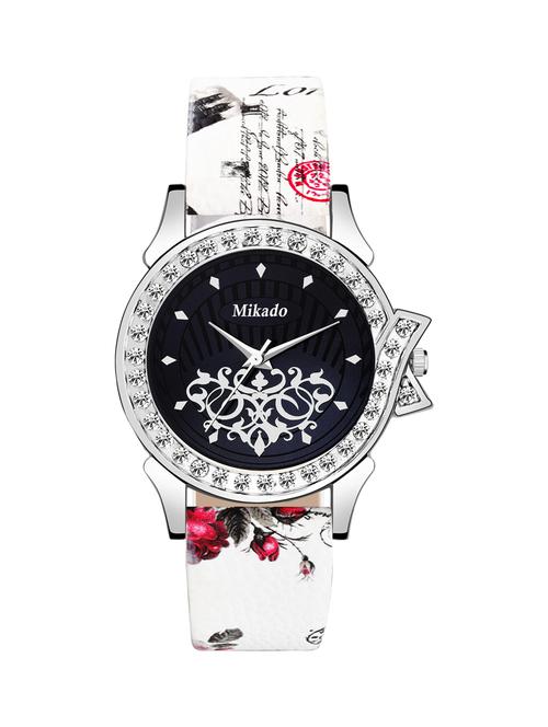 crown black dial and artistic design watch for girls - 18691242 - Very Small Image - 1