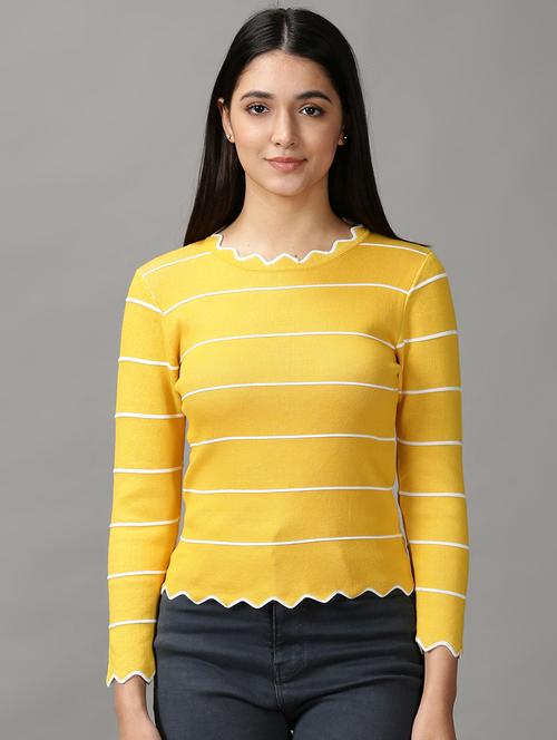 yellow self design regular top - 18692235 - Very Small Image - 1