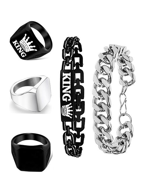 multi colored 2 bracelet & 3 ring combo - 18692423 - Very Small Image - 1
