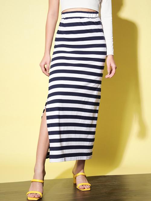 high rise striped long skirt - 18692780 - Very Small Image - 1
