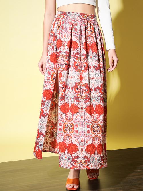 high rise printed high slit skirt - 18692782 - Very Small Image - 1