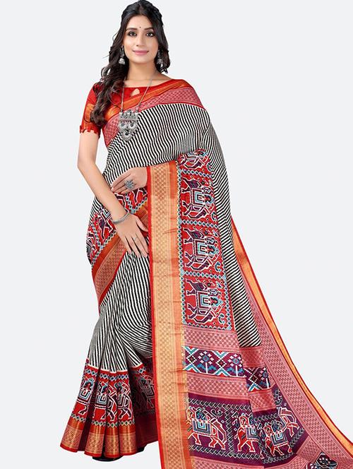 multi colored printed saree with blouse - 18693257 - Very Small Image - 1