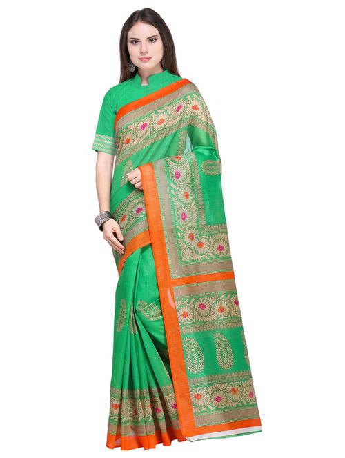 green colored floral designed saree - 18693353 - Very Small Image - 1
